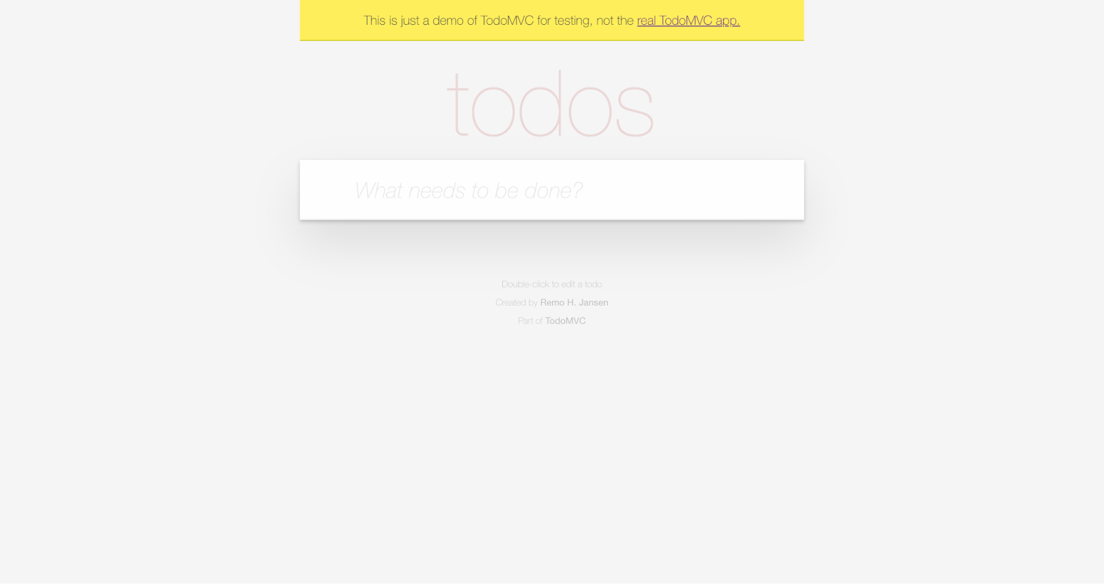 The Todo app landing page